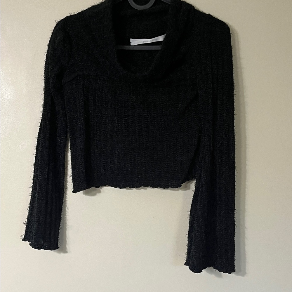 Silence + Noise Black Textured Knit Top